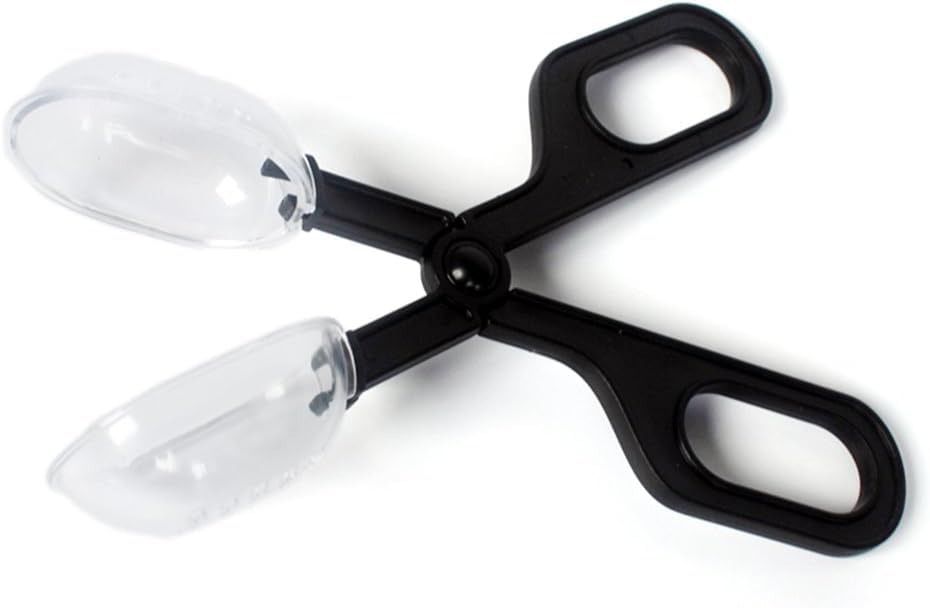 Black Reptiles Feeding Scooper Poop Cleaning Clamp Spoon-shaped Tips Feeder Tweezers Aquarium Tank and Terrarium Cleaning Tool,For Snakes Lizard Tarantulas Reptile Supplies Reptiles and Amphibians