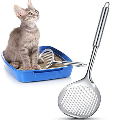 2 Pcs Cat Metal Litter Scoop Litter Scoop, Cat Accessories Scooper Stainless Steel Kitty Poop Sifting Cleaning for Litter Box, Metal Poop Sifter Pet Supplies