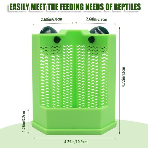 Chameleon Feeder with Suction Cups, Green Bearded Dragon Food Bowl | Wall Mount Insect Feeding Box for Reptile, Corner Hunting Bowl for Frogs Geckos, Tank Accessories