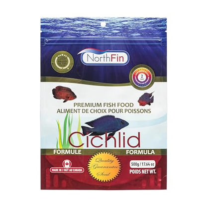Northfin Cichlid Fish Food, Slow-Sinking Pellets, 2mm, 500g | Cichlid Formula; slow-sinking pellets for carnivorous & omnivorous cichlids; whole Antarctic krill meal; crafted in Canada - size: Net Wt: 500g, style: 2mm