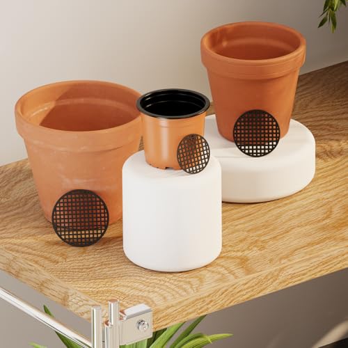 Cosmos Flower Pot Hole Mesh Insert Bottom Grid Pad Plastic Rigid Round Bonsai Drainage Mesh Screen & Netting for Garden Flower Plant Pot, 90 Pcs 3 Assorted Sizes