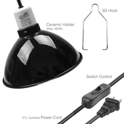 Reptile Light Fixture, 8.5'' Reptile Dome for Reptile Light/Heat Lamp/Ceramic Heat Emitter, 1-Pack 8.5 Inch Standard Light Dome - size: 8.5'' Standard Dome
