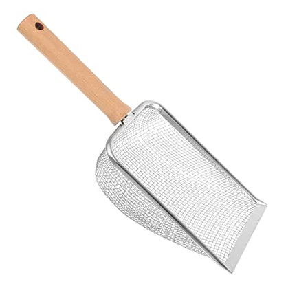 Toyvian Reptile Litter Scoop with Comfortable Wooden Handle Tool for Cleaning Turtle Lizard Snake and Frog Waste Efficient Mesh Design for Easy Use Reptile