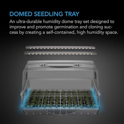 AC Infinity Humidity Dome, Heavy Duty Germination Kit with Full Spectrum LED Grow Light Bars, Sturdy Drip Tray, and 6x12 Cell Seedling Tray, for Indoor Gardening, Seed Starting, Cloning Plants | Samsung LM301H EVO Diodes, 3mm Thickest Dome and 6x12 Trays,