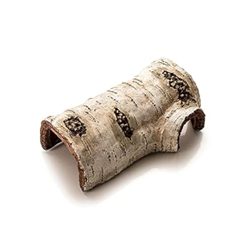 Artificial Birch Log Hide Reptile Shelter Leopard Gecko Young Bearded Dragon Snake Sleeping Cave Wood Shape Hideout Terrarium Bush Landscaping Ornament (S) - size: S