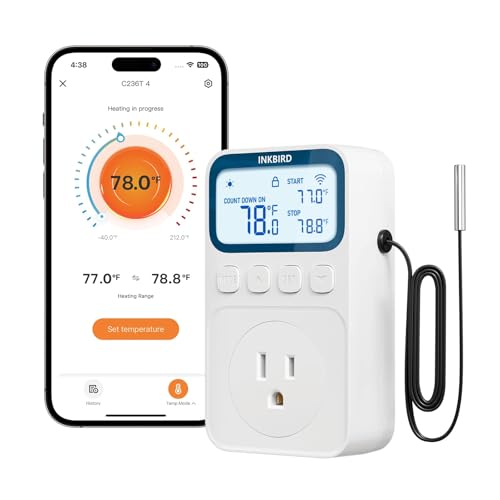 INKBIRD Plug in Thermostat WiFi 1800W 15A Heating Cooling Timer Countdown Mode - size: 1800W 15A WIFI