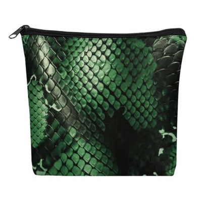 Green Snakeskin Makeup Bag Cosmetic Bags Toiletry Bag | Linen Travel Cosmetic Bag Portable Makeup Zipper Pouch Lightweight Toiletry Organizer Bag for Women Daily Use Travel
