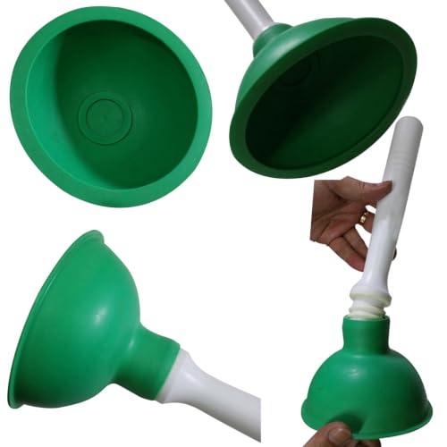 Drain Plunger, Mini Sink Unclogger, Small 4-Inch Clog Remover | Rubber Cup Hand Plumber Helper, Force Tiny Compact Tool with 9" Short Handle for Kitchen Bathroom, Toilet, Shower, Bath Tub - color: Green + Yellow