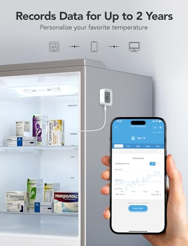 GoveeLife WiFi Refrigerator Thermometer 1-Pack with Gateway & LCD Display | Freezer alarm fridge monitor with app alerts & anti-false, 197ft range, 2-yr data export. For freezer/fish tank/hot tub - style: BT Gateway+1 Sensor
