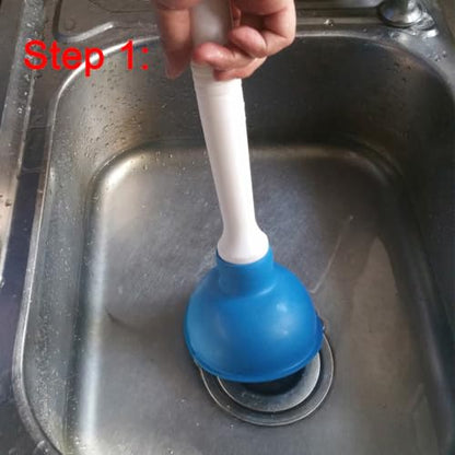 Drain Plunger, Mini Sink Unclogger, Small 4-Inch Clog Remover | Rubber Cup Hand Plumber Helper, Force Tiny Compact Tool with 9" Short Handle for Kitchen Bathroom, Toilet, Shower, Bath Tub - color: Blue
