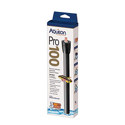 Aqueon Pro 100 Submersible Fish Tank Heater, 100W | 100W aquarium heater, adjustable 68 to 88°F, auto shut-off, for fresh and saltwater aquariums - size: 100W