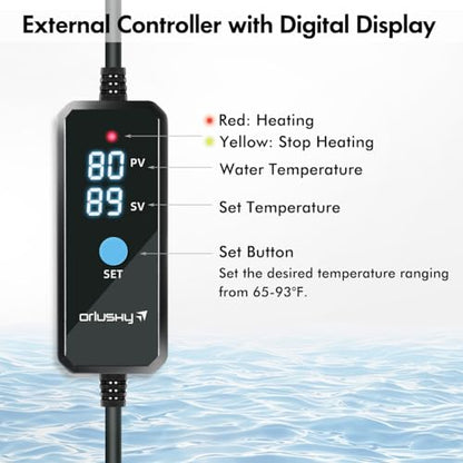 Orlushy Submersible Aquarium Heater, Fish Tank Heater with Free Thermometer for Freshwater and Saltwater Tank - size: R100