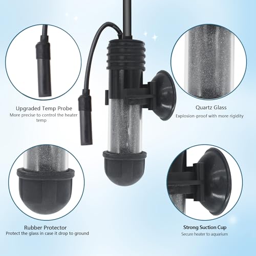 Small Aquarium Heater 25W Submersible Fish Tank Heater for 1-5 Gallons, Dual LED Display Temperature Controller, Suitable for Saltwater and Freshwater, Mini Water Heater for Betta/Turtle Tank - size: 25W