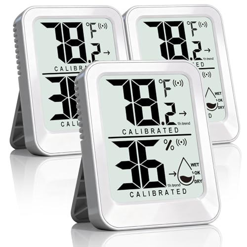 AyayaBoss 3 Pack Room Thermometer Indoor Hygrometer | Mini Size, Monitor Temperature & Humidity, Accurate Fast Read, Easy To View, Kickstand/Hanging/Wall Adhesive, ℉/℃, w/ Battery - color: Mini Temperature Humidity Meter 3 Pack - White