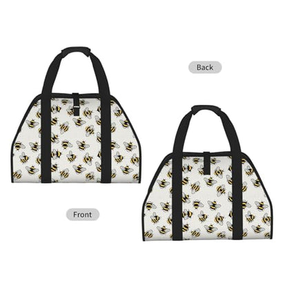 AMRANDOM Firewood Carrier Large Fireplace Carrier Log Tote Bees Grey Fire Wood Carring Bag with Handles - color: Color1030