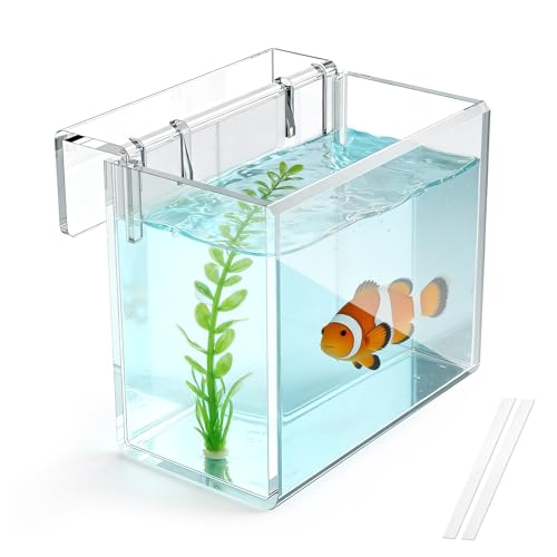 Hatchery Incubator Tank for Fish & Corals, Drip Acclimation Container | Hanging Acclimation Breeding Box for Saltwater & Freshwater Aquariums, for Small Fish Shrimp Turtles & Betta, Aquarium Decor