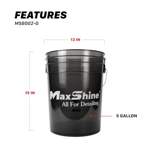 Maxshine 5 Gallon Universal Detailing Bucket – Car Wash Bucket for Scratch-Free Washing – Garage Storage & Auto Detailing Tool Holder – Holds Soap, Foam Cannon, Brushes, Microfiber Towels (Black) - color: 5g Bucket (Black)