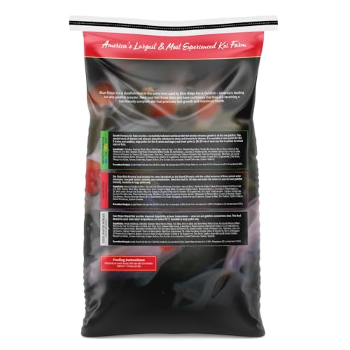 Blue Ridge Koi Fish Food 25lb - Koi Food Mini Growth Formula, Goldfish Food, Premium Fish Food for Ponds, Ponds Fish Food, Floating Pond Pellets - size: 25 Pound (Pack of 1)