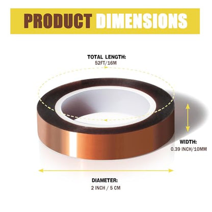 MEBMIK 6 Rolls 10mm x16m(52FT) Heat Tape High Temperature Heat Resistant Tape Heat Transfer Tape for Heat Sublimation Press Vinyl,No Residue