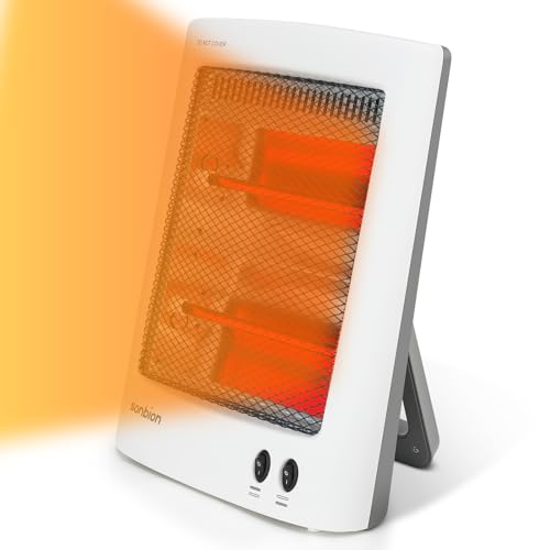 Infrared Heater, Portable Electric Heater, Space Heater for Indoor Use, Radiant Heat for Home Office, Two Heat Settings with Foldable Holder, Overheat and Tip-over Protection - size: White-Red Light