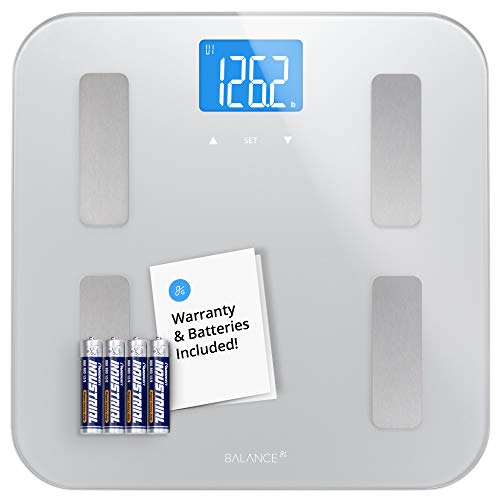 Greater Goods Body Fat Scale, Accurate Digital Weight and Health Metrics, Body Composition, and Weight Measurements, Glass Top, with Large Backlit Display (Silver) - style: BMI, Silver