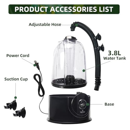 COOSPIDER Base CRH-380B Reptile Humidifier, Reptile Fogger Tank Humidifier Accessories, Reptile Misting System Replacement for Reptiles Amphibians Herps Vivarium - color: 380B-Black-Base