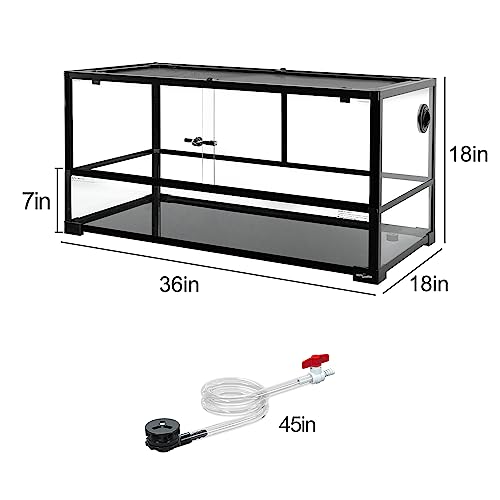 REPTIZOO 50 Gallon Large Turtle Tank Aquarium, 36"×18"×18" Tortoise Habitat Water-Land Ecological Turtle Tank with Drainage System Aquatic Aquarium, Terrarium for Tree Frogs, Salamanders - size: 36"×18"×18"
