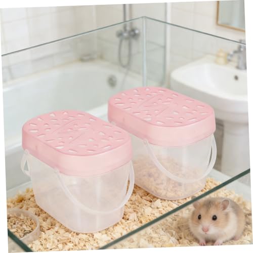 Mipcase 2pcs Small Pet Carriers Plastic Hamster Cages and Turtle Containers Medium Size Pink Portable Outdoor Travel Reptile Boxes for Hamsters and Small Animals