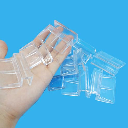 Hordion 20pcs Aquarium Lid Clip, 10mm Clear Acrylic Fish Tank Lid Holder | Aquarium Glass Cover Clips for Rimless Aquarium Fish Tank - size: 10mm