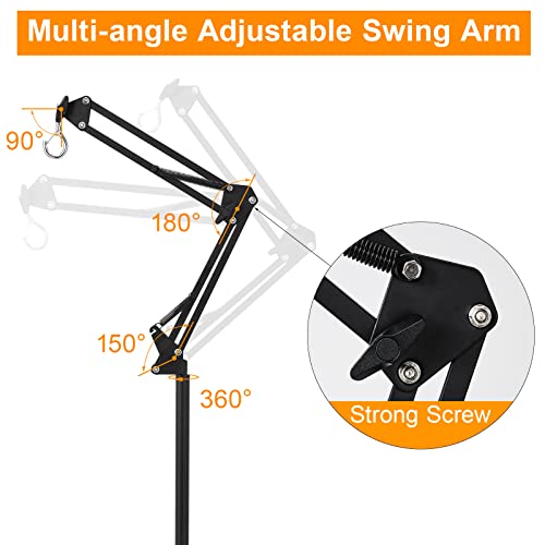 Reptile Lamp Stand Reptile Light Stand (15.7inch to 74.3inch) | 360° Adjustable Swing Arm, Heat Lamp Holder for Bearded Dragon Turtles Snake and Chicks - size: 15.7-74.3 inches (without Lampshade)