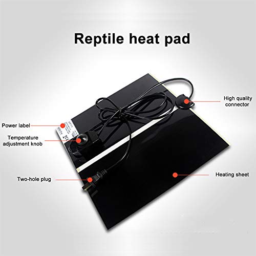 MQ Reptile Terrarium Heat Pad with LCD Digital Aquarium Thermometer, 6 x 11in Power Adjustment Under Tank Heater Mat for Pets, Small Animals, Seedling, 7W - size: 7W, 6*11 in
