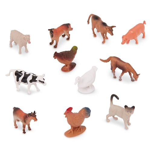 Terra by Battat Farm Animals Toy Tube, 60 Mini Figures, 12 Designs, Tubes | 60 plastic farm animal toys in a storage tube with 12 realistic designs; cow, pig, goat, sheep and more, Animals; 3+ Years - style: Terra Mini Farm Animals in Tube