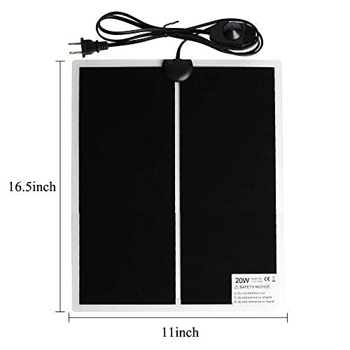 KABASI Reptile Heating Pad with Temperature Control, 20W 16.5x11inch | Under Tank Terrarium Waterproof Reptile Heat Mat, Adjustable Reptile Heat Mat for Turtle, Tortoise, Snakes, Lizard, Gecko - color: 20W-16.5x11 in