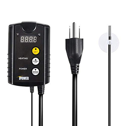 iPower 2 Pack 10" x 20" Warm Hydroponic Seedling Heat Mat and Digital Thermostat Control Combo Set for Plant Germination, Black - size: 10" x 20" & Control