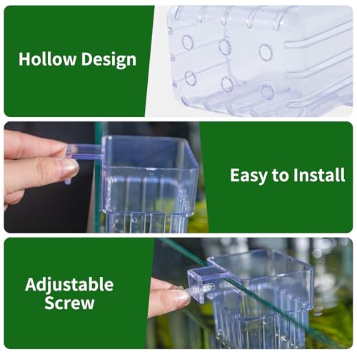 Aquarium Plant Holder,2Pack Transparent Hanging Pot for Fish Tank Aquatic Plant Cultivation and Aquascape Decorations Planter Cups with Hook and Screws