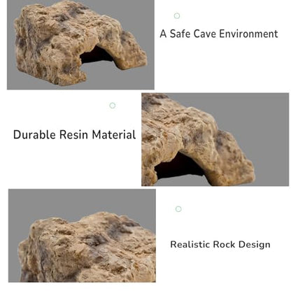 Reptile Hide for Leopard Gecko,Bearded Dragon,Ball Python & Tortoise – Terrarium Habitat Décor, Snake & Lizard Hideout (Resin, Small)