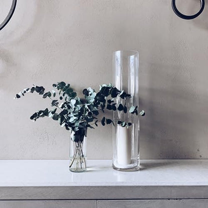 WGVI Quality Thick Clear Cylinder Glass Vases, 3" W x 8" H, Bud Vase Skinny Narrow Floral Bouquet Flower Container for Wedding Centerpieces Tabletop Home Accent Décor Brush Pen Holder, 1 Piece - size: 3"x8"H