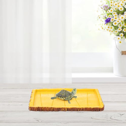 NUOBESTY Reptile Feeding Basin and Water Container Resin Rock Style Turtle Food Dish for Tortoise Enclosure Feeding Bowl for Lizards and Geckos