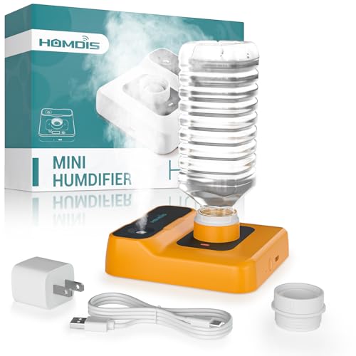 Travel Humidifier, Portable Small Humidifier for Plants, Bedroom, Office, Hotel or Car, Battery Operated Mini Cool Mist Humidifiers, Quiet 23dB, Auto-off, Night Light & BPA-Free, Orange - color: Orange