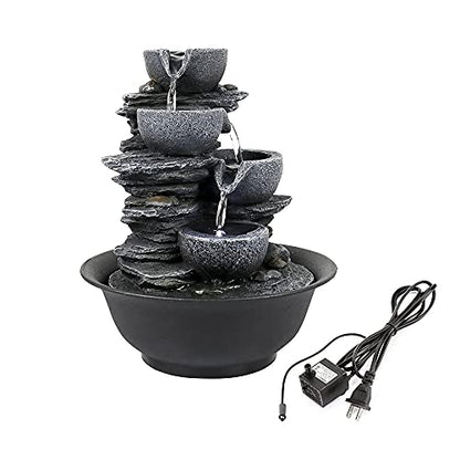 10.6inch Rock Indoor Water Fountain Zen Meditation Tabletop Fountain with LED Light for Home Office Bedroom - color: 10 3/5"_1