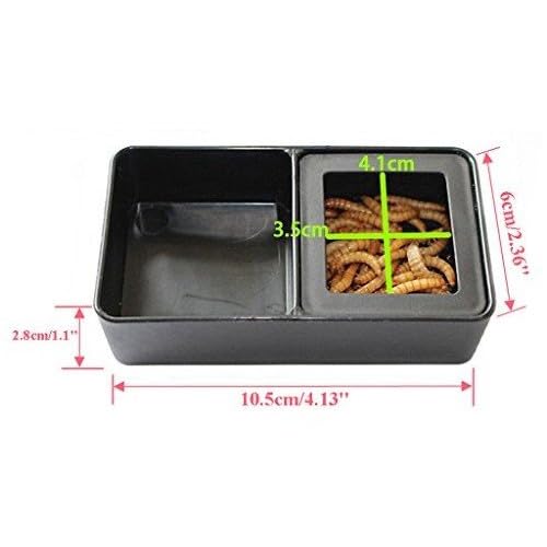 2-in-1 Mealworm Food Water Reptile Dish Snake Lizard Leopard Gecko Ball Python Bearded Dragon