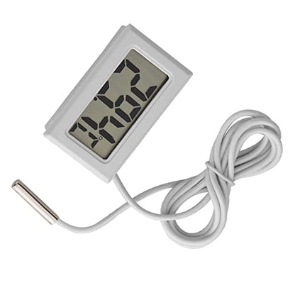 Digital Thermometer, Mini LED Display, High Accuracy Probe for Aquarium, Reptile Incubator, Greenhouse, Long Sensor Remote Monitoring, Battery Operated