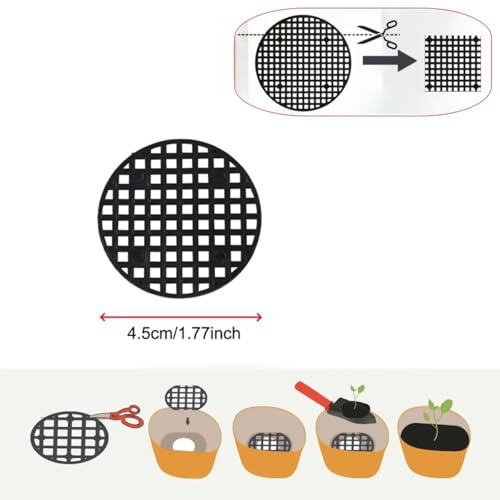200 Pack Plant Pots Hole Mesh Pad Plastic Flower Pots Drainage Hole Cover Screen Filter for Flower Planters Boxes Ceramic Succulent Planter Terracotta Clay Pot Bonsai Outlet Training Pot