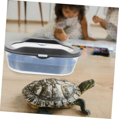 Happyyami 1pc Plastic Turtle Feeding Box Reptile Tank Basking Platform Drainage System for Aquatic Tortoise Habitat and Pet Environment