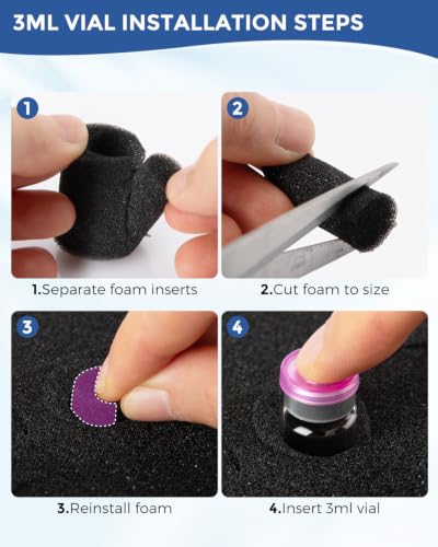 Peptide Storage Case & Insulin Vial Case for Fridge, Medicine Vial Holder, 10 Slots Holder: 9 for 1ml,3ml,5ml,10ml Vials, 1 Dedicated Slot for 30ml Vial, Portable Diabetic Supplies Organizer, Black