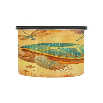 Storage Containers Stainless Steel Containers For Pantry One Button Opening Coffee Canister 30oz Cartoon Water Turtle Reptile Terracotta