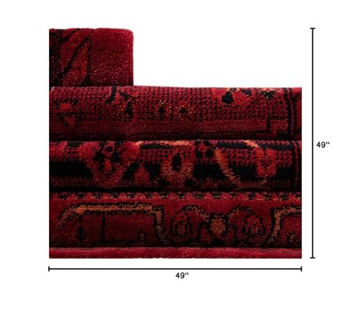 Unique Loom Tekke Collection Area Rug - Sheibani (4' 1" Round Red/Black) - size: 4'1" (Round)