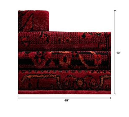 Unique Loom Tekke Collection Area Rug - Sheibani (4' 1" Round Red/Black) - size: 4'1" (Round)