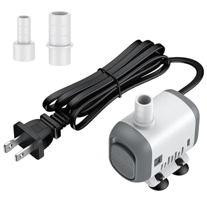 Pawfly Small Fountain Pump, 130 GPH Submersible Water Pump for Fountain, 8 W Mini Water Pump with 2.6 ft. High Lift, Quiet Water Fountain Pump for Aquarium Fish Tank & Waterfall - size: 130 GPH