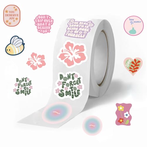 500pcs/Roll Inspirational & Creative Vinyl Sticker Roll - Matte for Baking, Desserts, Milk Tea Cups - Perfect for Glass Surfaces, Takeaway Labels & Sealing, Bakery Stickers - color: Colorful 39